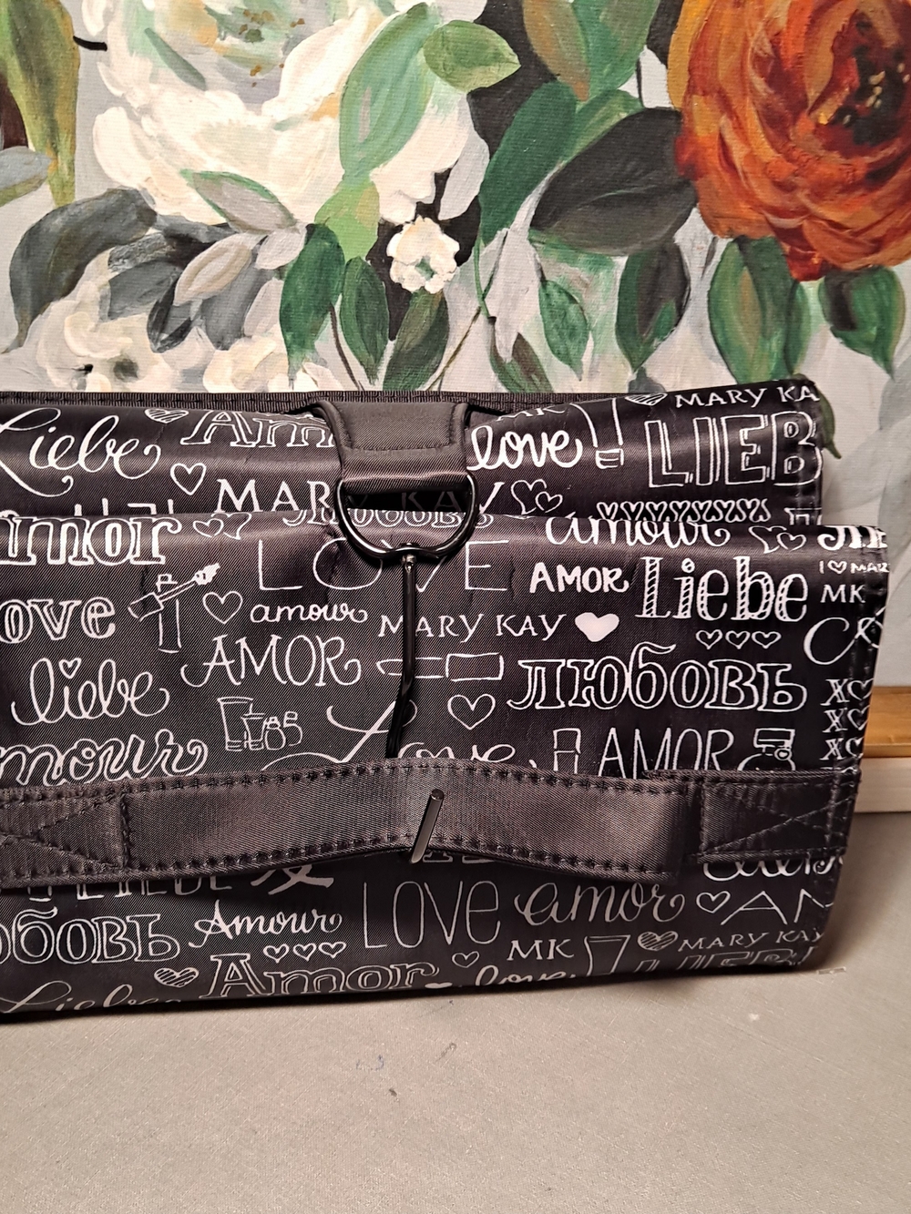 Mary Kay Black White "Love" Edition Rollup Travel Cosmetic Jewelry Carry Case